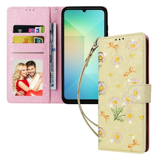 FOXDOCK Funda Tipo Cartera Floral para Samsung Galaxy A06 ,Funda con Tapa de Cuero PU, Protección Antigolpes con Ranuras para Tarjetas y Soporte