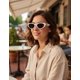 thumbnail image 1 of Lentes De Sol Modelo Vintage Ovalado Mujer Festivales blanco Talla Única, 1 of 5