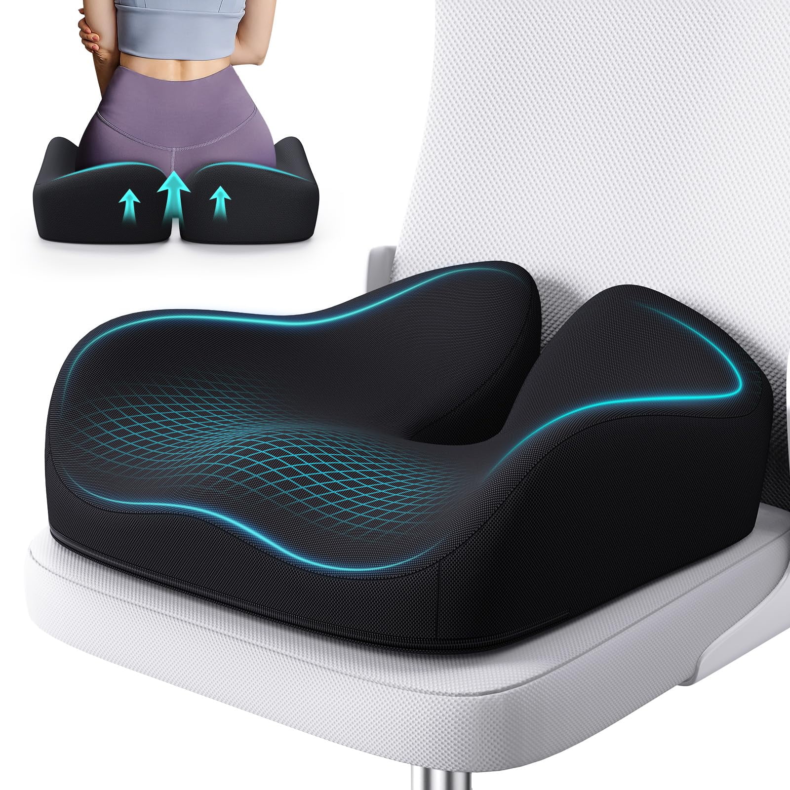 Cojín De Asiento Benazcap De Espuma Viscoelástica Para Silla De Oficina
