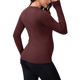 thumbnail image 3 of INSPIRE CHIC Camiseta de maternidad ajustada elástica de manga larga con agujeros para los pulgares, cuello redondo, camiseta de yoga para embarazo, talla S, rojo oscuro, 3 of 6