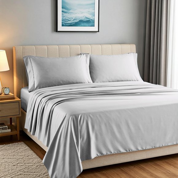 Juego de sábanas Carressa Linen King 1500 Series gris