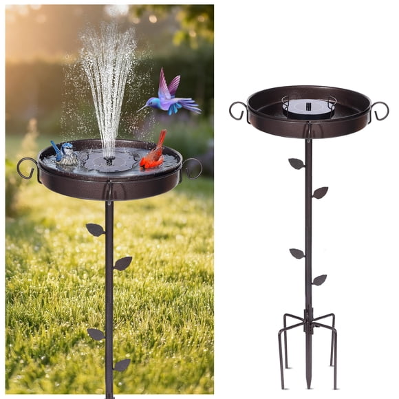 Bañera para pájaros NestShld de 89 cm, metal, con fuente solar