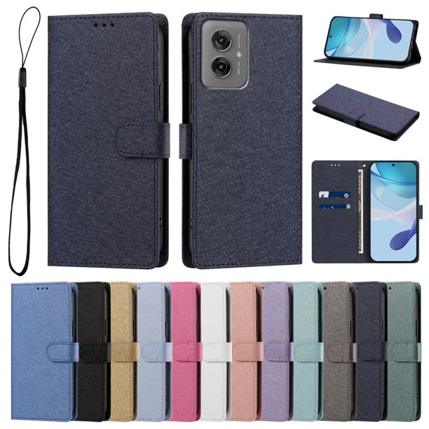 Cartera Funda para Motorola Moto G55 Carga Inalámbrica, Azul Marino