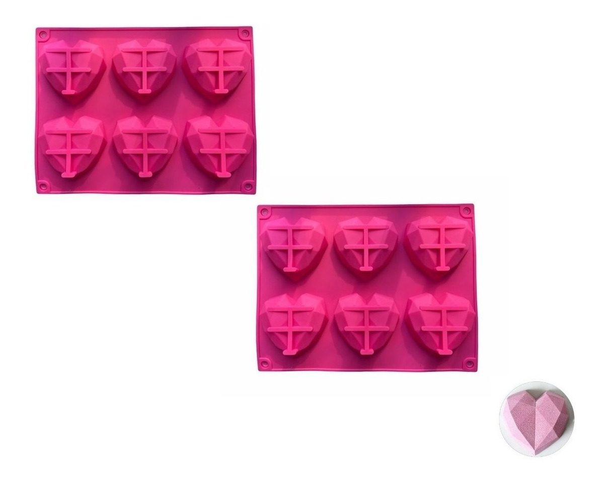 Genérico - Pack X2 Molde Corazon Diamante Molde Corazón Geometrico