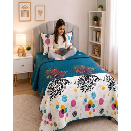 Mylhogar - Quilt 1.5 Plazas 180x230 Cm + Funda De Almohada