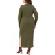 thumbnail image 3 of Vestido Agnes Orinda para Mujer Talla Grande Día de San Patricio, Tejido de Canalé con Abertura Lateral, Cuello Redondo, Manga Larga, Ajustado, Casual, Maxi Vestido 2X Verde Militar, 3 of 5
