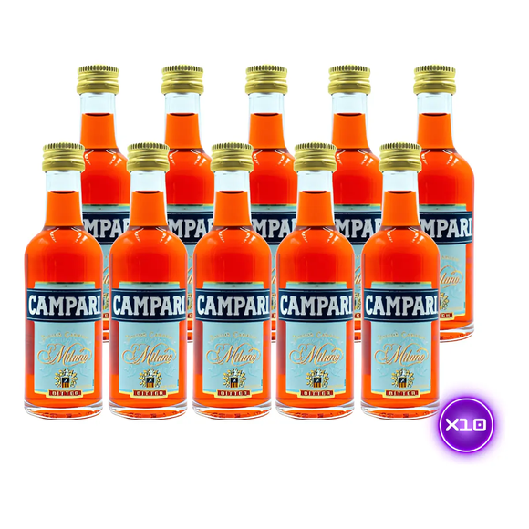 10x Miniatura Licor Campari Milano - 50ml (vidrio)