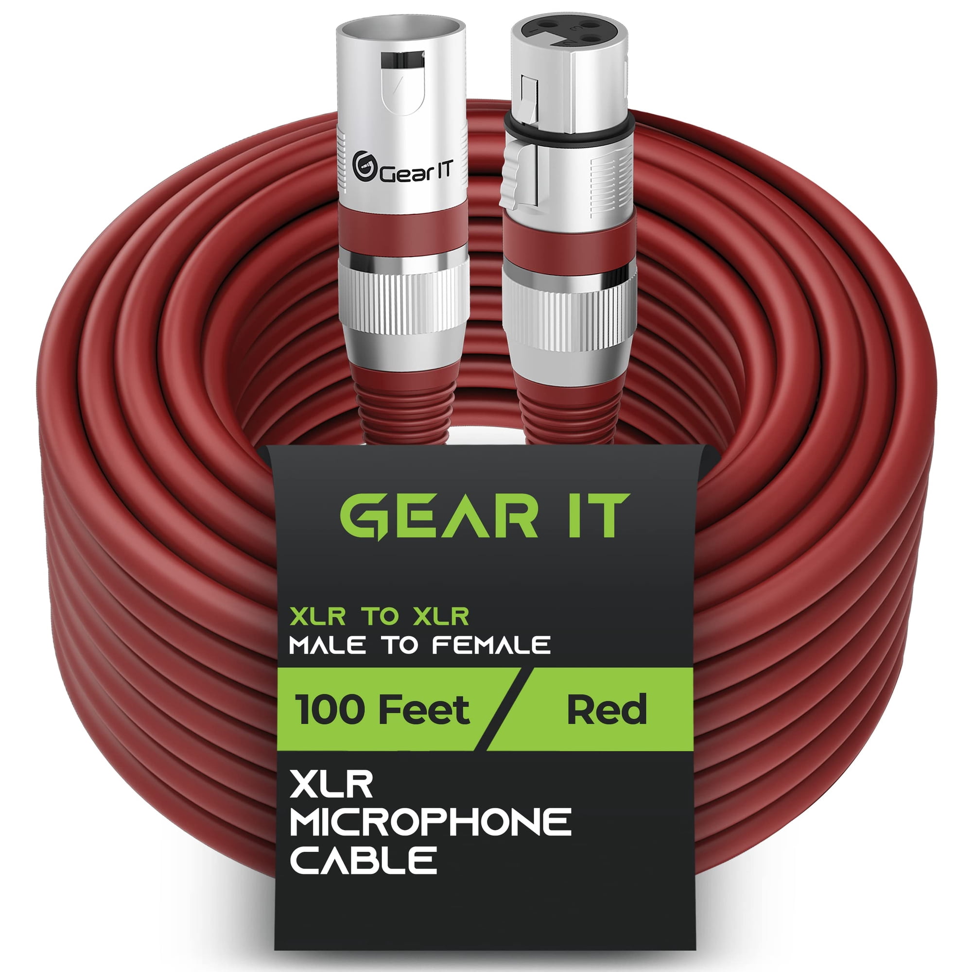 Cables Xlr Gearit Para Micrófono Macho A Hembra, 3 Pines, 30 M, Color Rojo