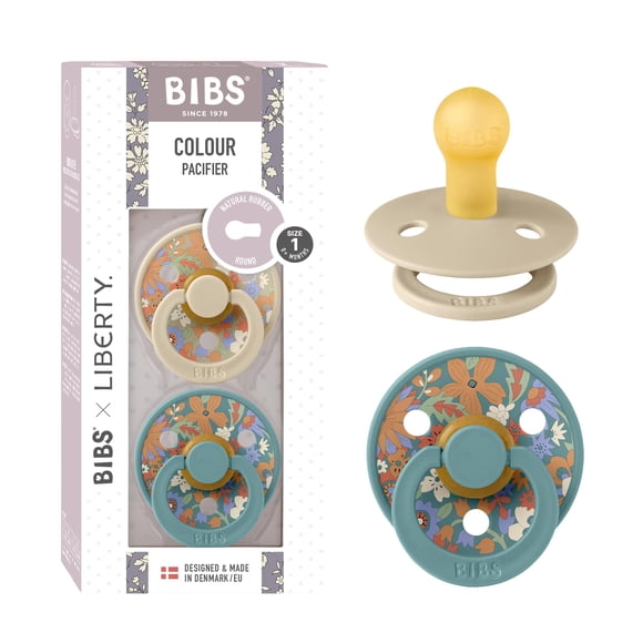 Chupetes BIBS Colour Liberty, pack de 2, libres de BPA, caucho natural