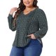 thumbnail image 4 of Agnes Orinda Blusa de Mujer Talla Grande Manga Larga con Pliegues Cuello en V con Muesca Túnica Floral Elegante Casual 3X Negro Azul, 4 of 6