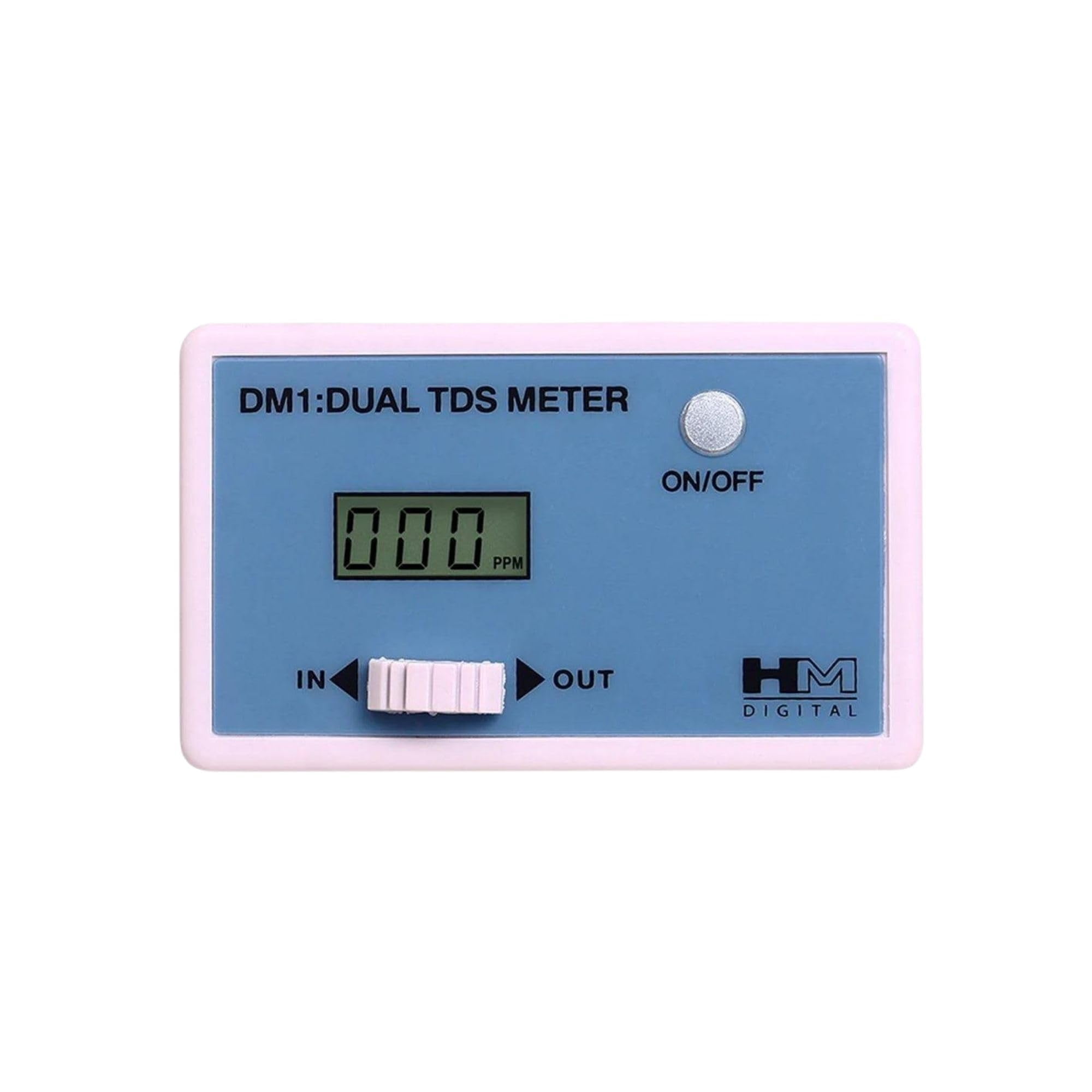 Monitor Dual Tds En Línea Hm Digital Dm-1, Rango 0-9990 Ppm, Precisión De Lectura +/- 2%, Azul Y Blanco