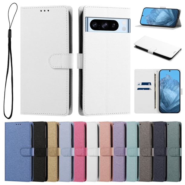 Funda Cartera de PU para Google Pixel 8 Pro con Tarjetas, Blanco
