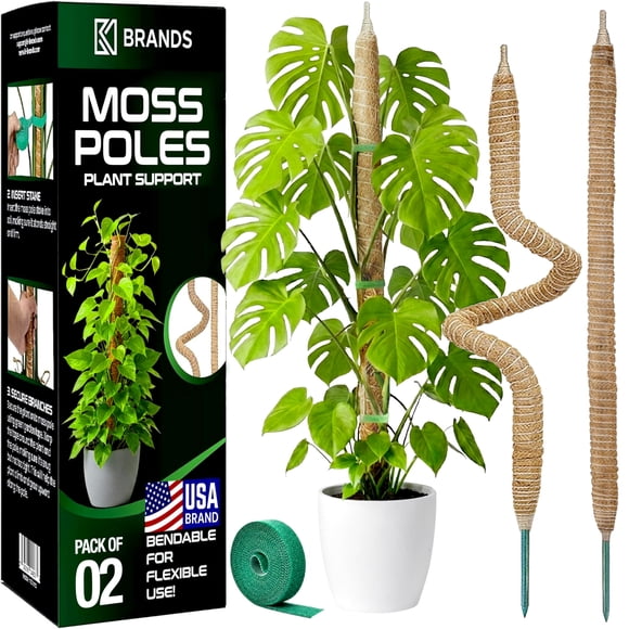 Soporte para plantas Moss Pole Monstera, 70 cm, flexible, paquete de 2 unidades, K-Brands