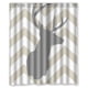 thumbnail image 1 of Cortina de ducha con diseño de cabeza de ciervo, diseño floral retro de rayas de chevron, juego de cortina de baño con ganchos, tamaño 60 x 72 pulgadas, 1 of 3