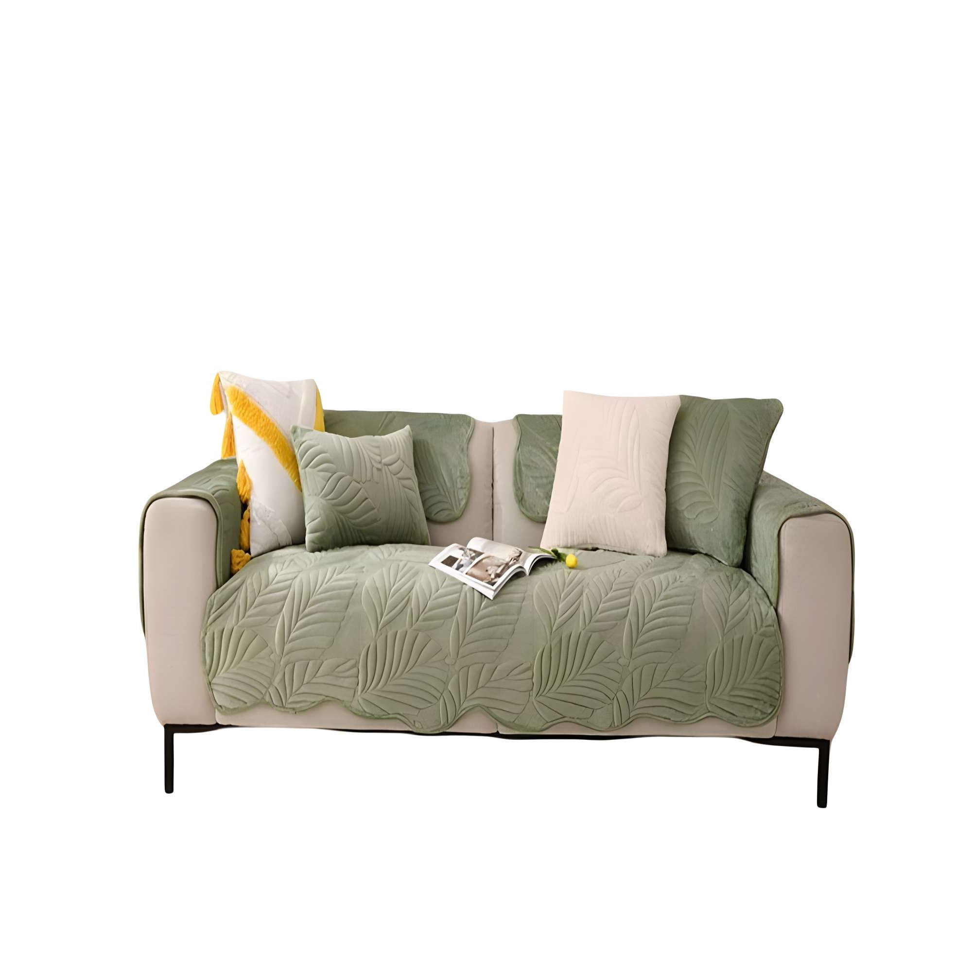Genérico - Funda Para Sofa De 5 Piezas Con Relieve Verde