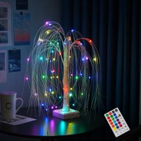Lámpara De Mesa Aoltnrc Iluminada Con Forma De Sauce, 60 Led, 2 Pies, Con Temporizador