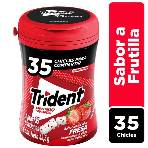 Chicle Sin Azúcar Botella Sabor Frutilla, 45,5 g