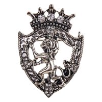 Magideal - Broches Joyería Vintage Insignia Solapa Retro Animal Pin Moda León Escudo Corona, Accesorios De Vestir, Para Suéter, Clip Boda, Hombres Hombre , Argén