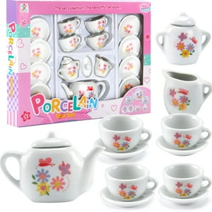Juego De Té Toy Tea Liberty Imports Con Forma De Rosa, 16 Piezas, Porcelana