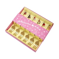 Bothyi - Juego De 6 Tenedores Navideños, Cubiertos Para Restaurante, Fiestas Navideñas, Dorado