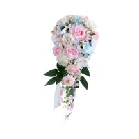 Magideal - Bouquet De Boda Para Novias De Damas De Honor En Cascada Rosas De Seda De Novia Rosas Artificiales Decoración Del Hogar Flores Artificiales
