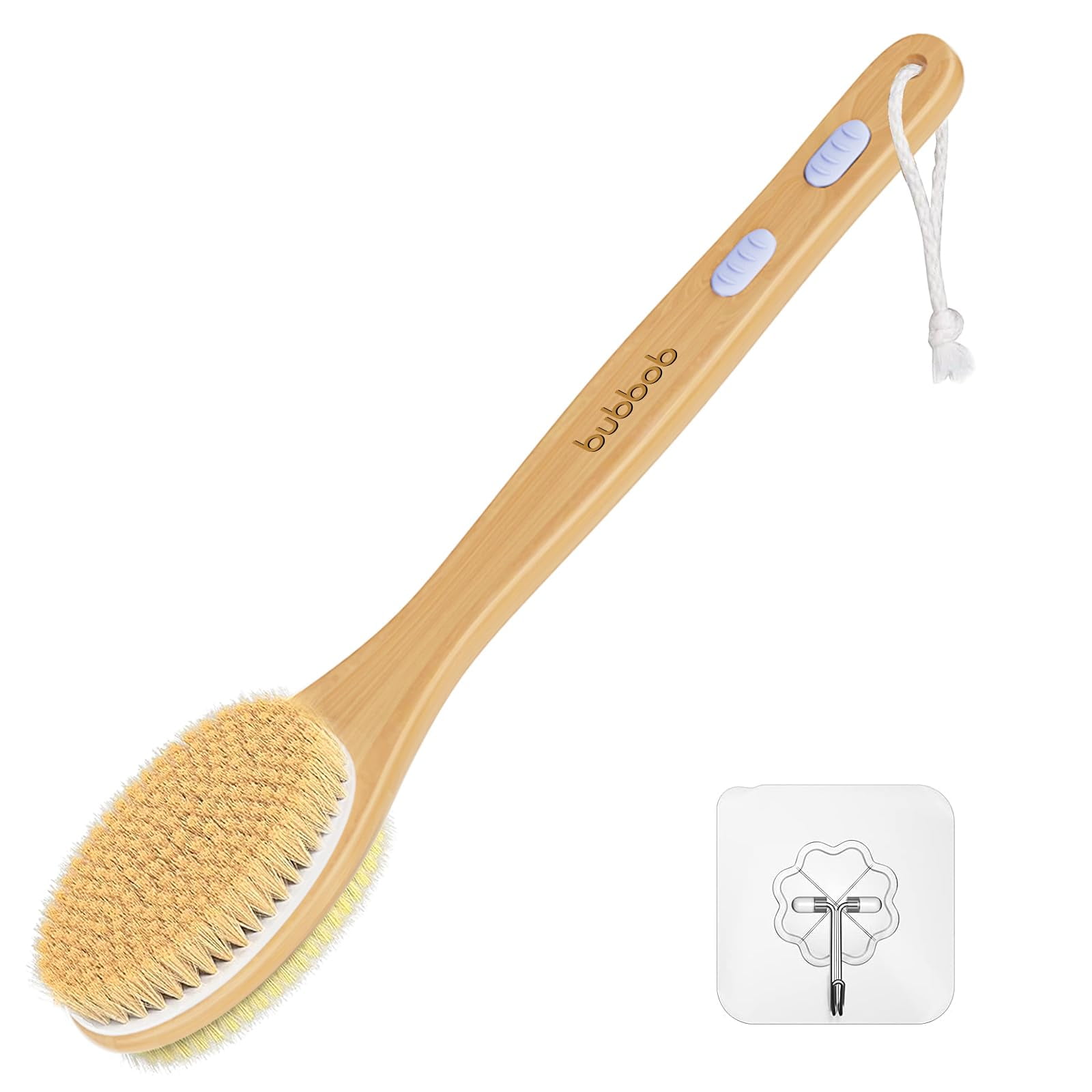 Cepillo Exfoliante Para Espalda Bubbob Con Mango Largo Y Doble Cara