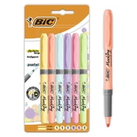 Iluminador Bic Grip Pastel Con Punta Cincelada Ajustable, Paquete De 6