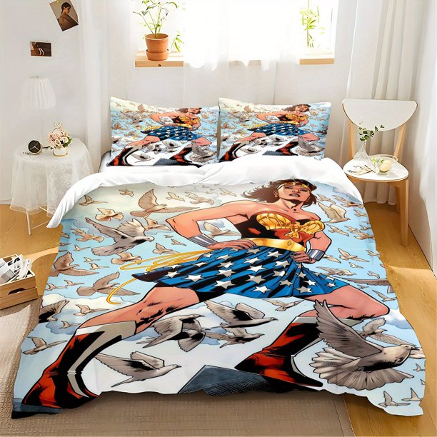 3pcs Bedding set Bedding Cushion Cover Wonder Woman Bedding Soft Polyester