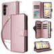 thumbnail image 1 of Funda Cartera con Cremallera y Correa para Samsung Galaxy S23 Soporte y Tarjetero Oro rosa, 1 of 6
