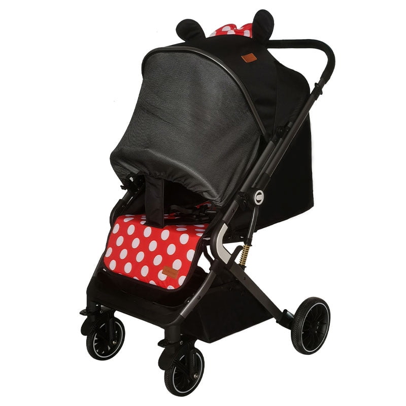Coche De Paseo Reversible Multiposiciones By Lubabycas Negro Rojo