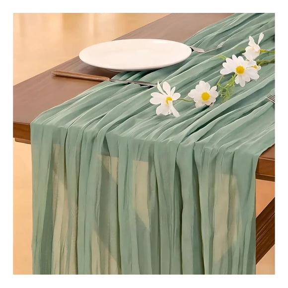 Camino De Mesas Gasa Rectangular Mantel Centro Tela 300 X 90 Cm Verde