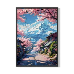 Creango - Cuadro Poster Enmarcado Paisaje Japones Decorativo