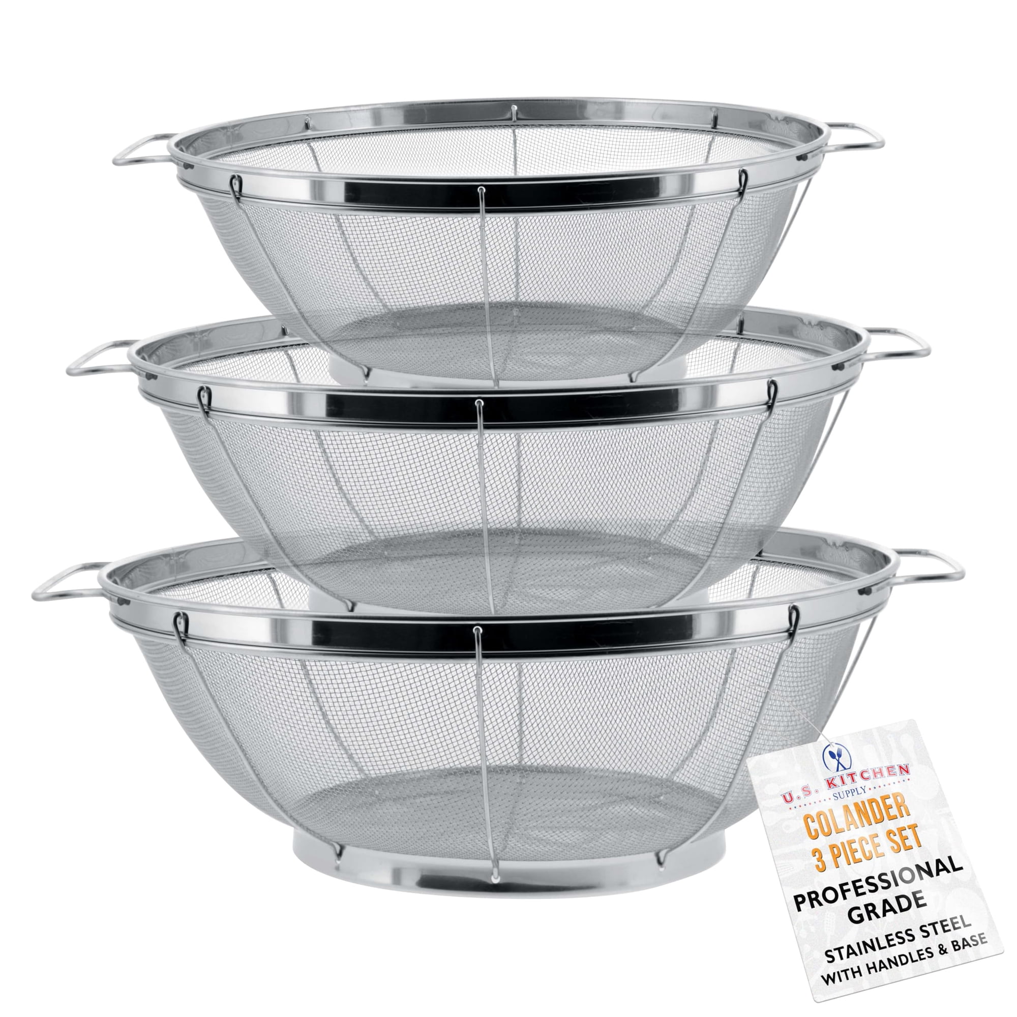 Juego De Coladores Y Coladores De Acero Inoxidable U.s. Kitchen Supply