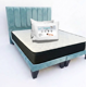 thumbnail image 1 of Cama Dos Plazas con Colchon + Pack de Almohadas Tapizado en Felpa Turquesa, 1 of 7