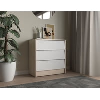 Inval - Cómoda 3 Cajones Arena-Blanco 79Cm X 76,2Cm X 40Cm Com10028