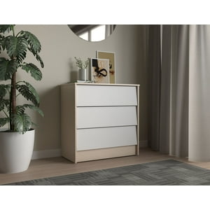 Inval - Cómoda 3 Cajones Arena-Blanco 79Cm X 76,2Cm X 40Cm Com10028