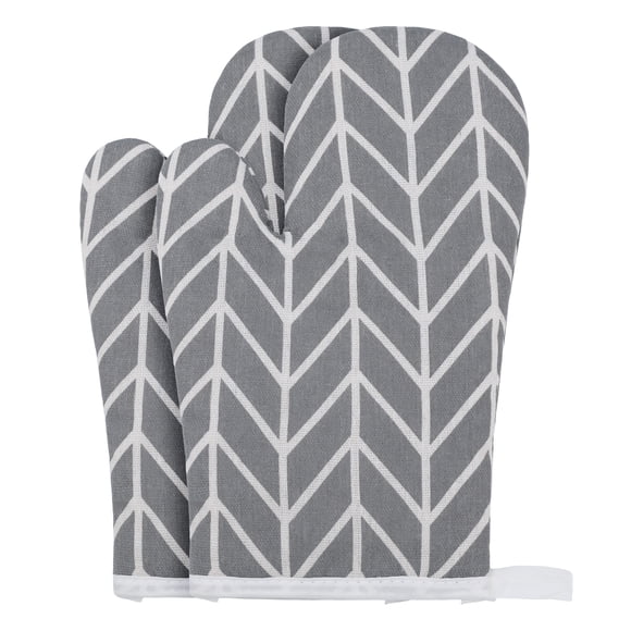 Guantes de Horno Suaves, Guantes de Cocina Resistentes al Calor, Forro de Algodón Grueso, Agarre para Hornear, Asar a la Parrilla, Juego de Guantes de Cocina de 2 Gris 10.6x6.7 pulgadas