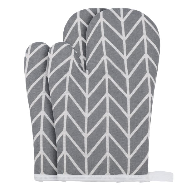 Guantes de Horno Suaves, Guantes de Cocina Resistentes al Calor, Forro de Algodón Grueso, Agarre para Hornear, Asar a la Parrilla, Juego de Guantes de Cocina de 2 Gris 10.6x6.7 pulgadas