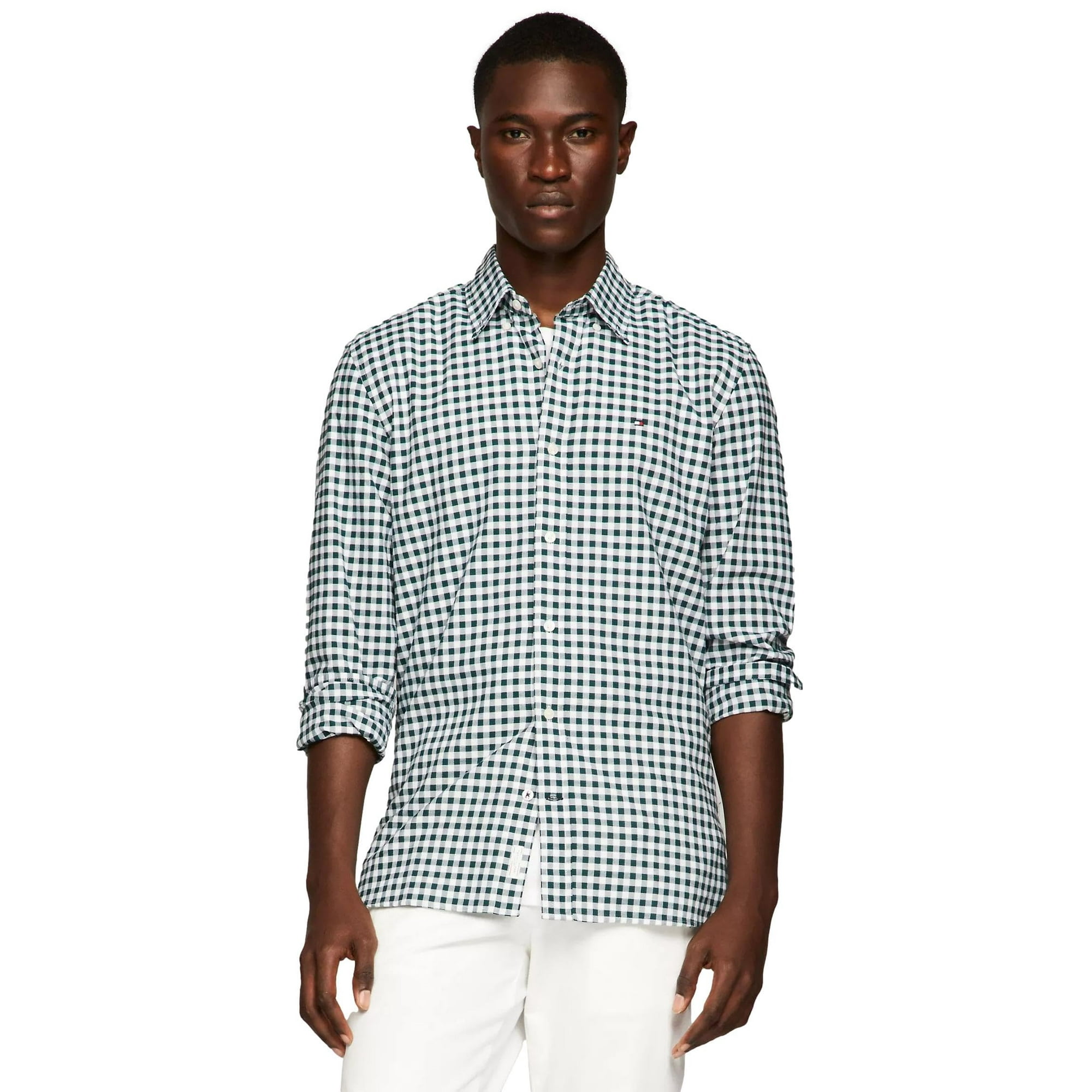 Camisa Tommy Hilfiger De Manga Larga De Popelina Con Botones Para Hombre