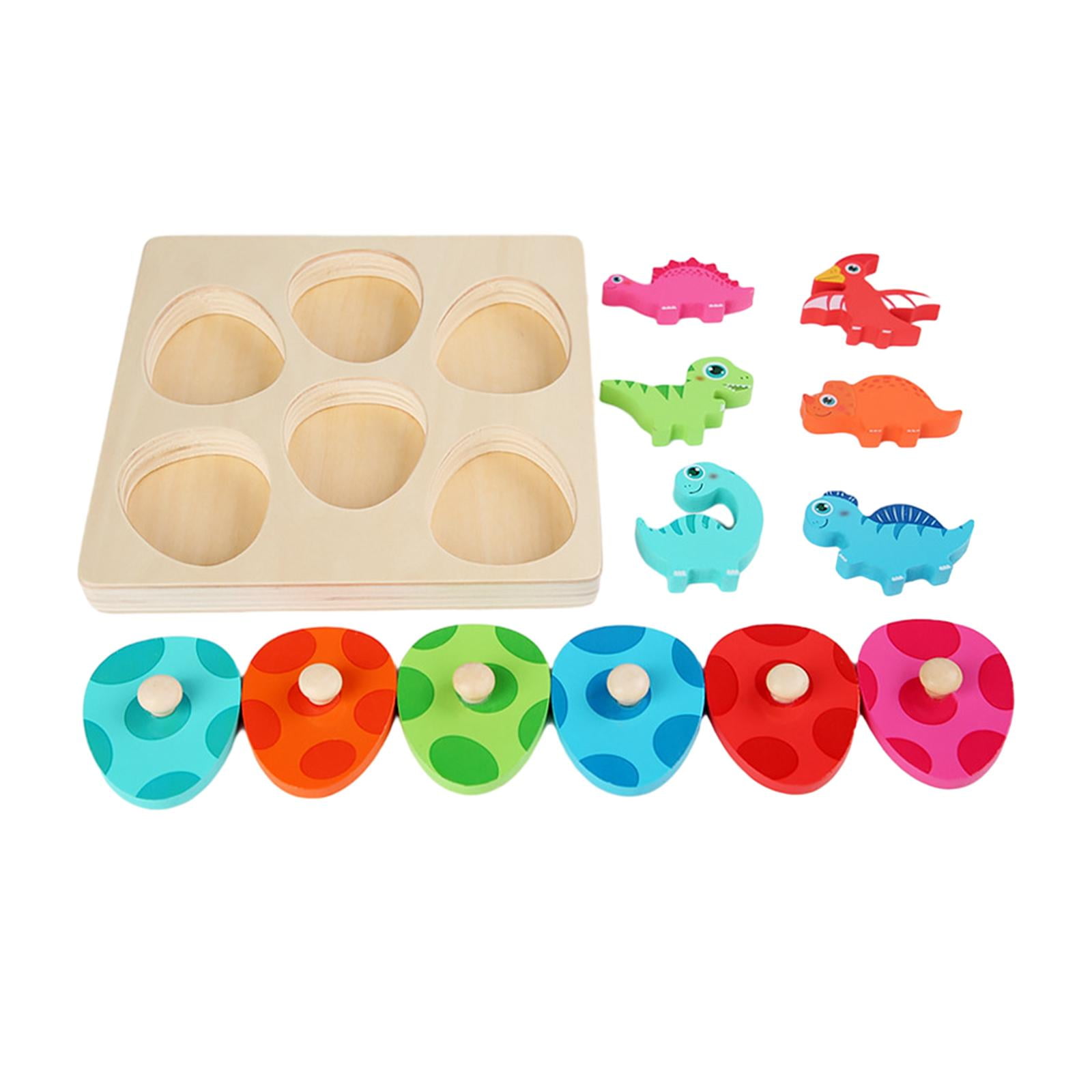 Magideal - Rompecabezas De Clavijas De Madera, Rompecabezas, Huevo De Dinosaurio, Juguete Para Niños, Rompecabezas A Juego De Doble Capa Para Niños, Niños, Niñas
