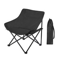 Ioensy - Silla Plegable Para Acampar, Silla Plegable Portátil Antideslizante Para Barbacoa, Pesca, Senderismo, Color Negro