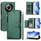 thumbnail image 1 of Funda tipo cartera para Realme Narzo 60Pro con bolsillo con cremallera, tarjetero, soporte, correa para la muñeca y tapa de cuero verde, 1 of 5
