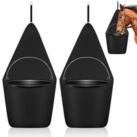 Xusx111 - Bolsa De Alimentación De Caballos Negra De 2 Piezas Bolsa De Remolque Del Soporte Del Cubo Colgante Adecuada Para El Cubo De Agua Accesorios De Remolque De Caballos Suministros De Alimentaci