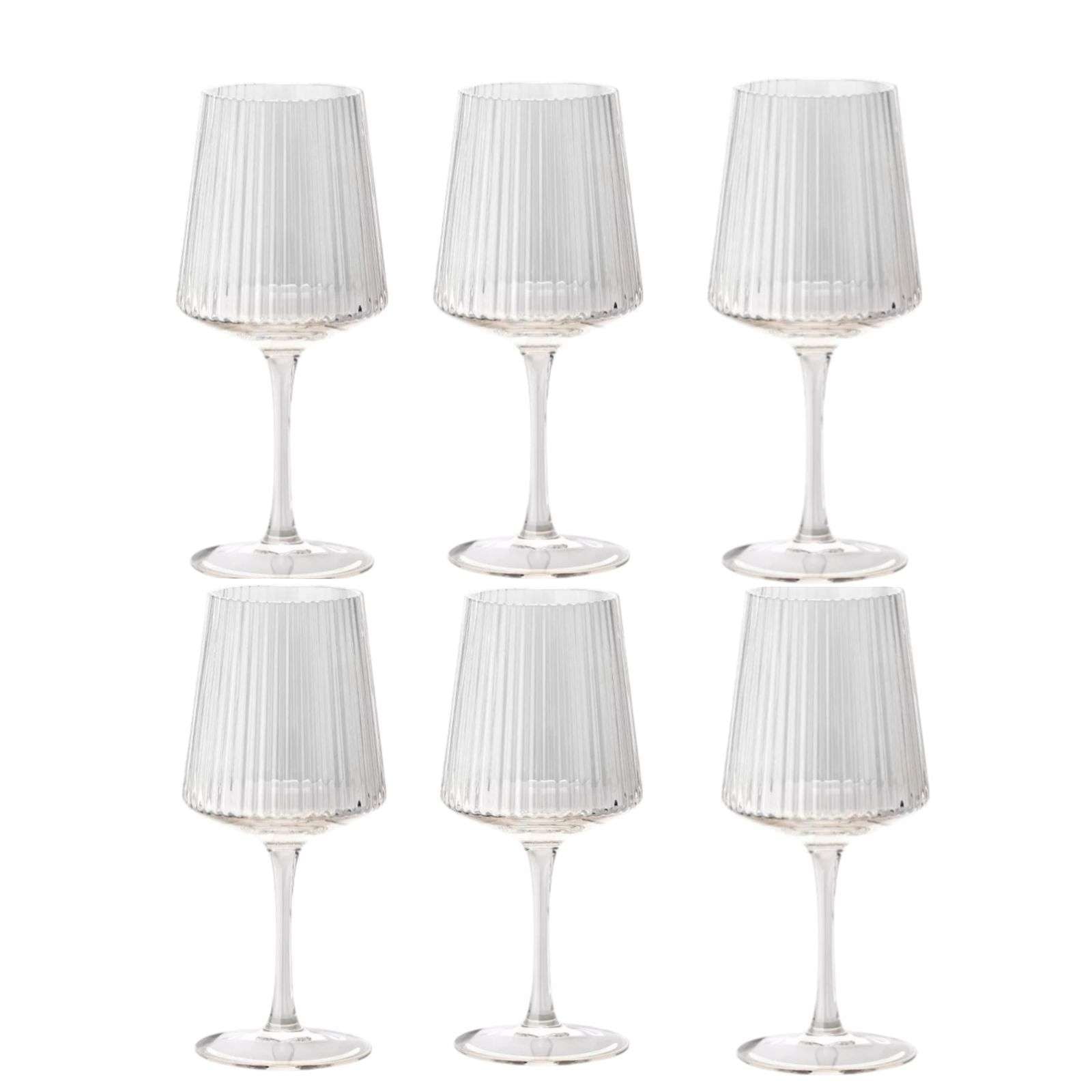 Oem - Pack 6 Copas Vasos Vino Vidrio Lineas