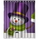 thumbnail image 1 of Cortina de ducha navideña con diseño de muñeco de nieve y sombrero morado, con ganchos, tamaño 60 x 72 pulgadas, 1 of 3