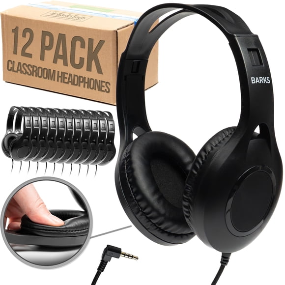 Auriculares resistentes para aula Barks, paquete de 12, alta durabilidad