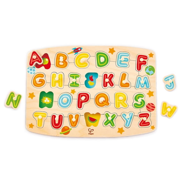 Juego de rompecabezas con forma de alfabeto con forma de clavija, multicolor, 12,7 cm x 5,08 cm
