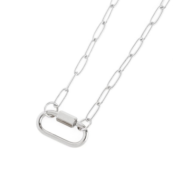 Collar CousinDIY Cadena Paperclip 18 in Plata Mosquetón