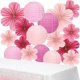 thumbnail image 1 of Set de 20 adornos colgantes rosas: abanicos, faroles y flores de papel, 1 of 3