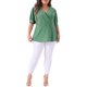 thumbnail image 2 of Agnes Orinda Blusa de Mujer Talla Grande con Lunares, Cuello en V, Manga Corta, Peplum, Cruzada, Talla 2X, Verde, 2 of 6